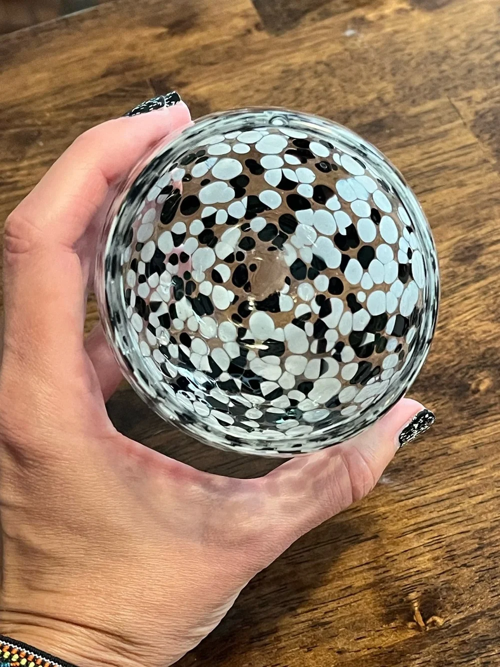 TAG Confetti Stemless Wine Glass Black & White 16oz